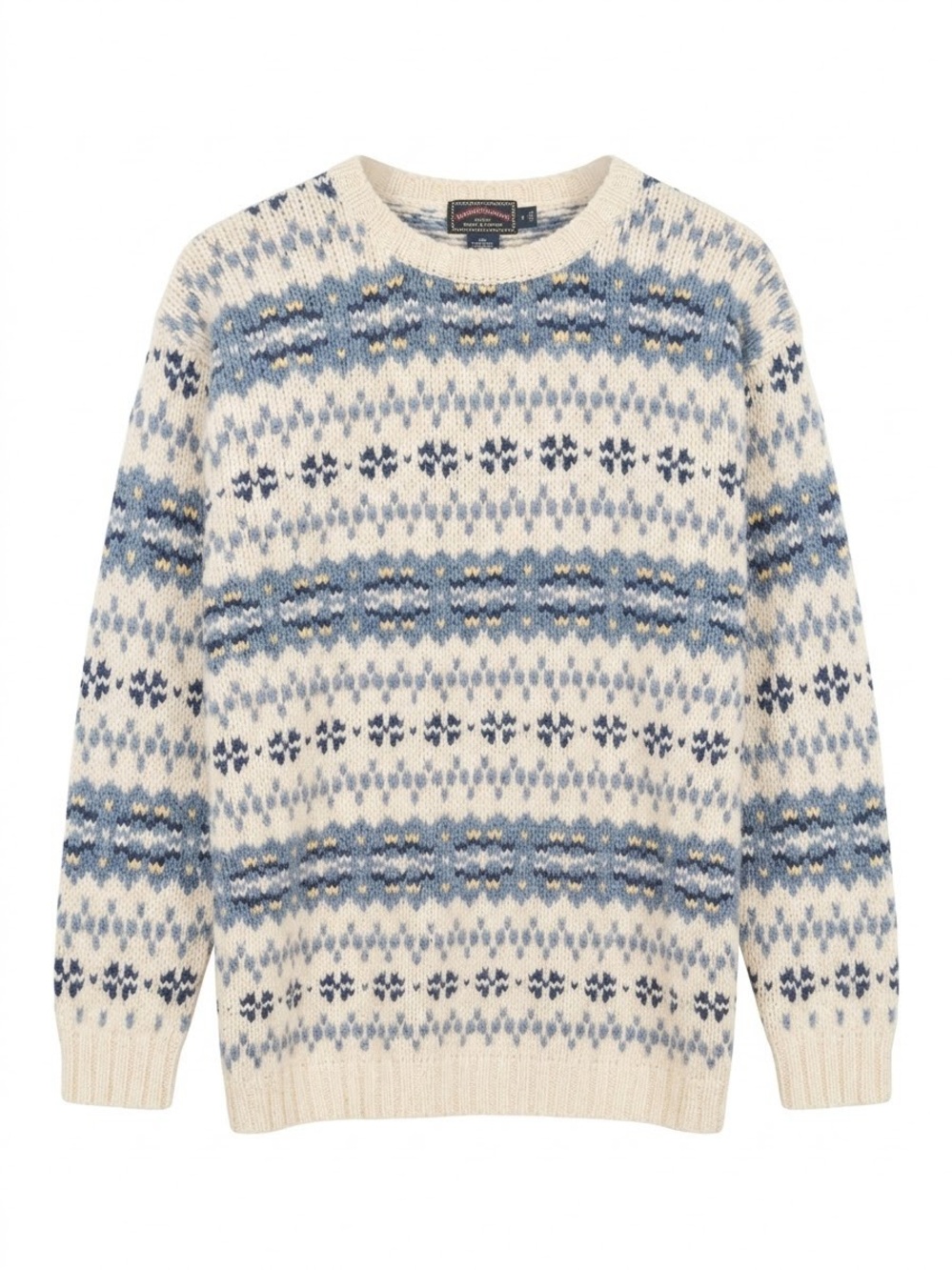American Eagle Wool Fair Isle Sweater Vintage aztec Men's Size Medium Blue